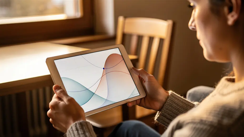 Detaillierte Analyse von Heizungsverbrauchskurven auf einem Tablet