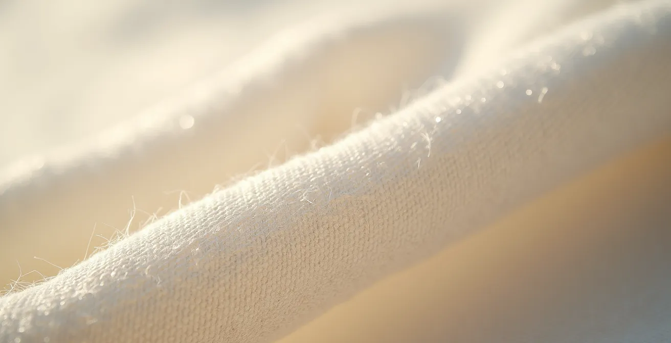 Makroaufnahme eines hochwertigen Leinenstoffs mit sichtbarer Struktur