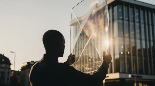 Schweizer Bankgebäude mit schützendem Glasschild symbolisiert Einlagensicherung