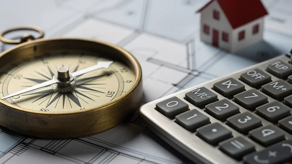 Nahaufnahme von Bewertungsunterlagen mit Taschenrechner und Hausmodell, die die professionelle Immobilienbewertung in der Schweiz symbolisieren.